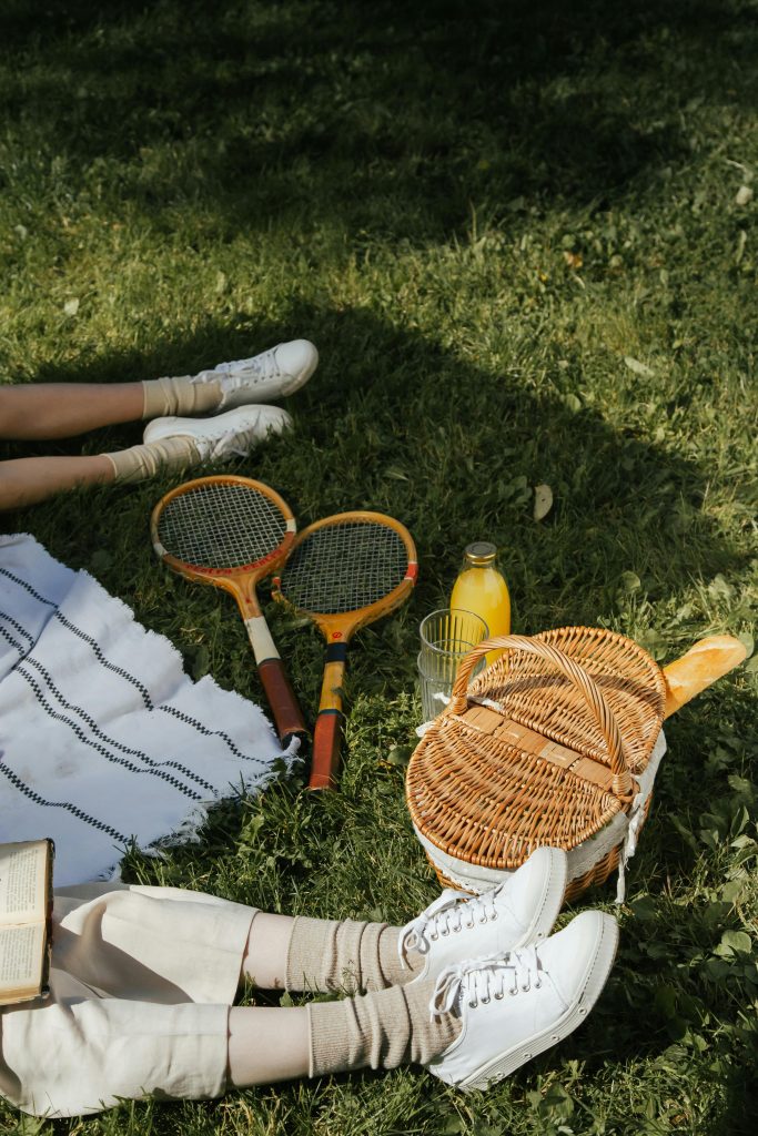 Picnic Basket and Tennis Rackets